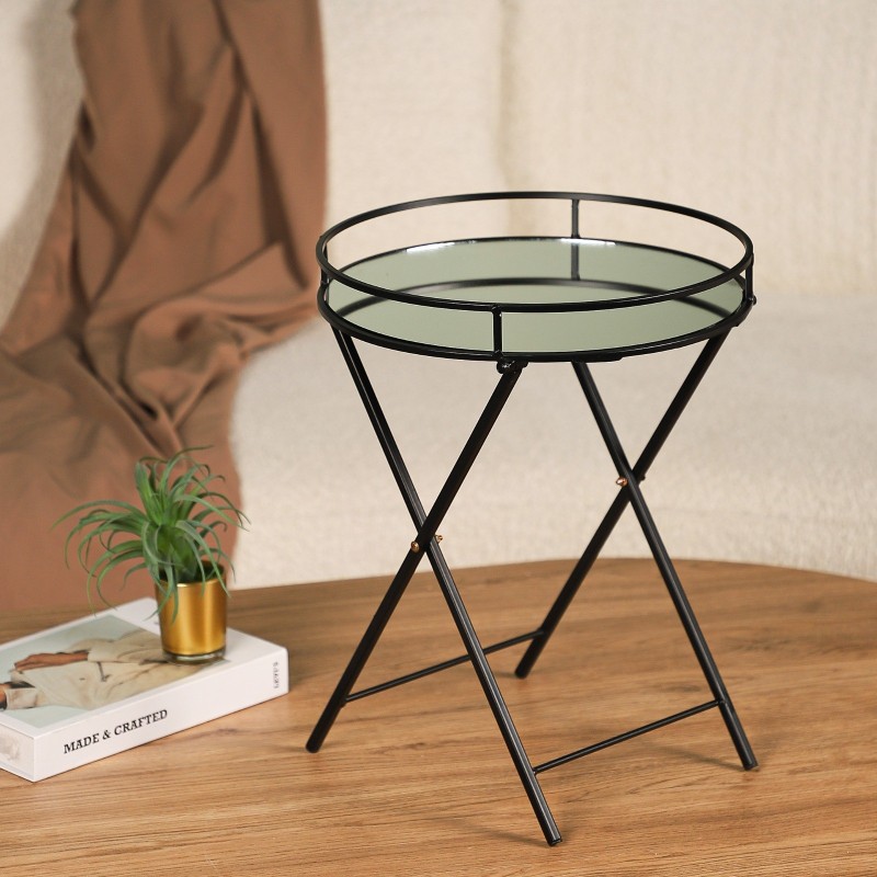 Table D'appoint En Métal Avec Plateau En Céramique Mosaïque Multicolore - 35,5x53,5 Cm - Pour Jardin, Terrasse, Balcon - Facile à Nettoyer