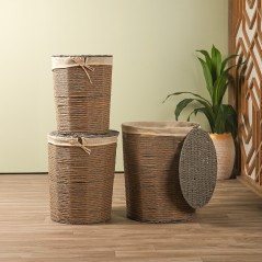 Set de 3 Paniers de Rangement en Rotin