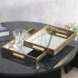 Série de 2 Plateaux Rectangulaires en Bois Surface Miroir