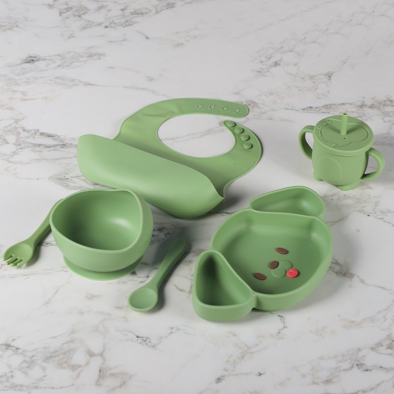 Set de Repas en Silicone pour Bébé en Silcone 6 Pièces