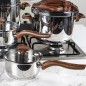Batterie de Cuisine en Inox 18/10 - 45 Pièces Bois - Falez