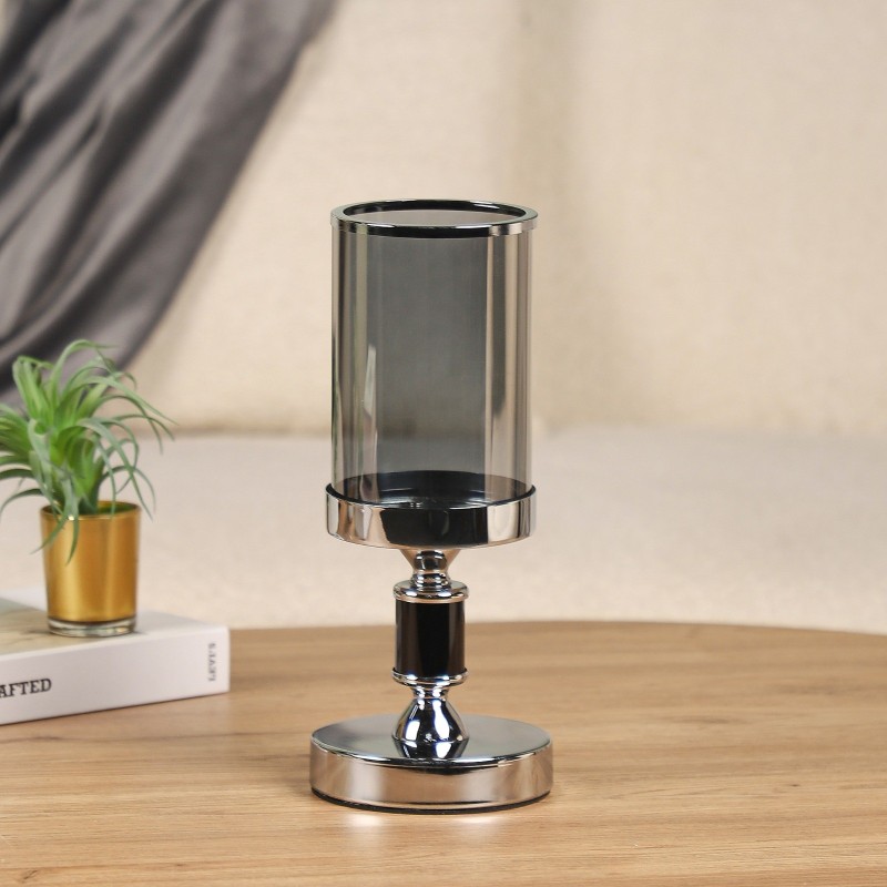 Porte-Bougie Élégant en Métal Doré et Verre 28 cm Porte-Bougie Élégant en Métal Doré et Verre 28 cm