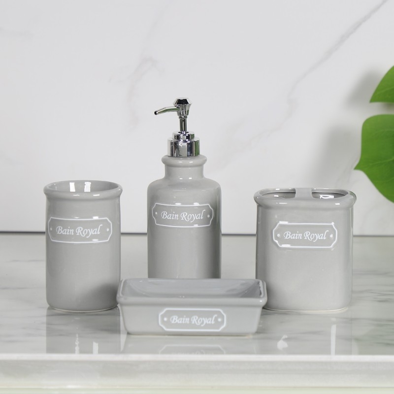 Ensemble d'Accessoires de Salle de Bain 4 Pièces en Céramique Ensemble d'Accessoires de Salle de Bain 4 Pièces en Céramique