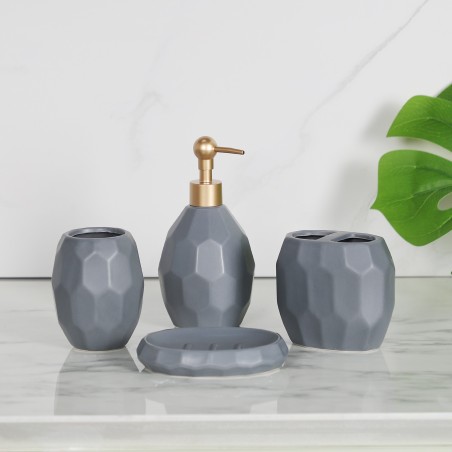 Ensemble d'Accessoires de Salle de Bain 4 Pièces en Céramique