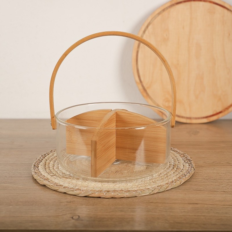 Porte Fruits Secs avec Compartiments en Bois 18 cm