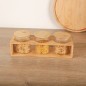 Ensemble de 3 Boîtes en Verre avec Support en Bois