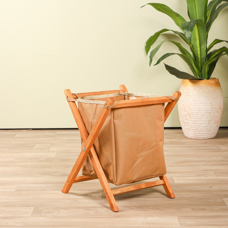 Mini Corbeille en Tissu avec Structure en Bois Mini Corbeille en Tissu avec Structure en Bois