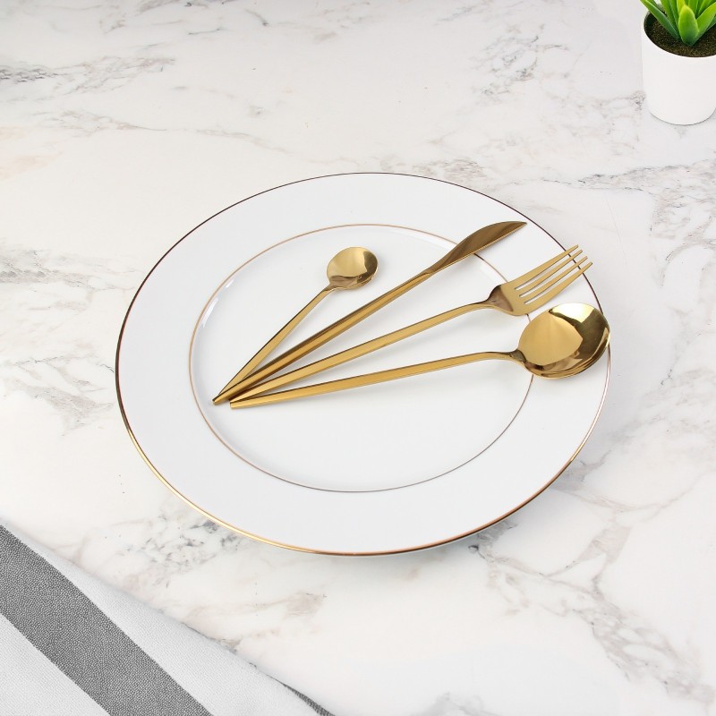 Ménagère Stylo 24 pièces en Acier Inoxydable Doré