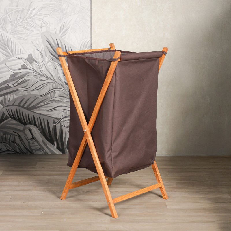 Panier à Linge Pliable en Bois - Marron Panier à Linge Pliable en Bois - Marron