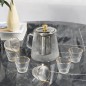 Service à Thé en Verre 7 Pièces avec Finitions Dorées