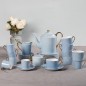 Service à Café 29 Pièces en Porcelaine Bleu Claire