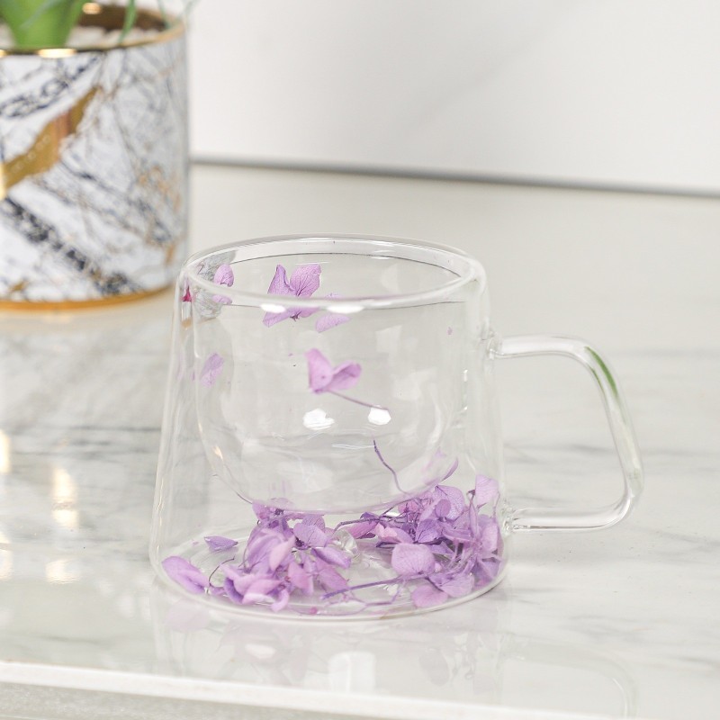 Mug en Verre avec Motif Fleur 400ML