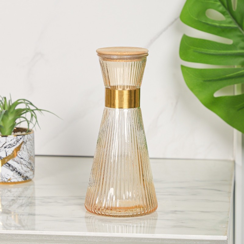 Carafe en Verre 1L avec Couvercle en Bois