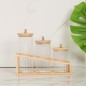 Set de 3 Bocaux en Verre avec Couvercles Bois & Support