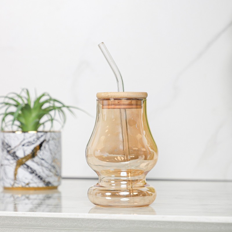 Gobelet en Verre avec Couvercle & Paille 400ml Gobelet en Verre avec Couvercle & Paille 400ml