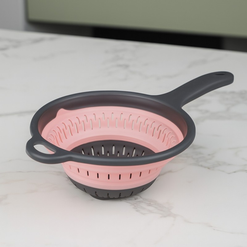 Passoire Pliable  21 cm avec Manche Rose