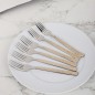 Lot de 6 Fourchettes à Dessert Inox Manche Doré Lot de 6 Fourchettes à Dessert Inox Manche Doré