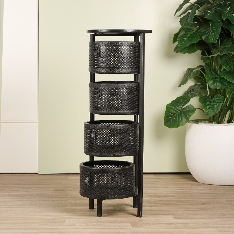 Étagère à 4 Tiroirs Ronds en Métal 17x26 cm Étagère à 4 Tiroirs Ronds en Métal 17x26 cm