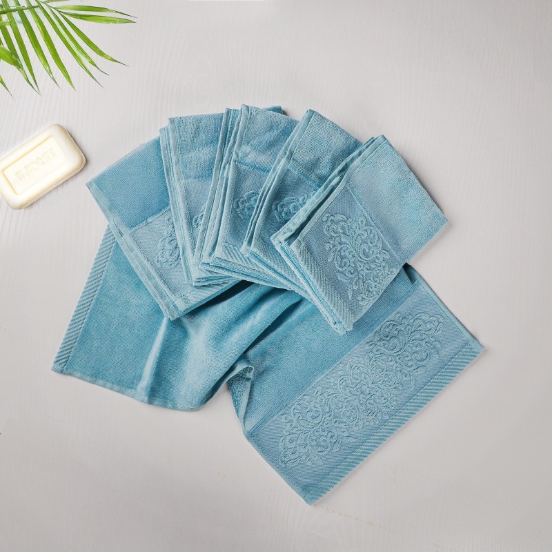 Lot de 6 Serviettes 30x50 cm Bleu Claire - Moya
