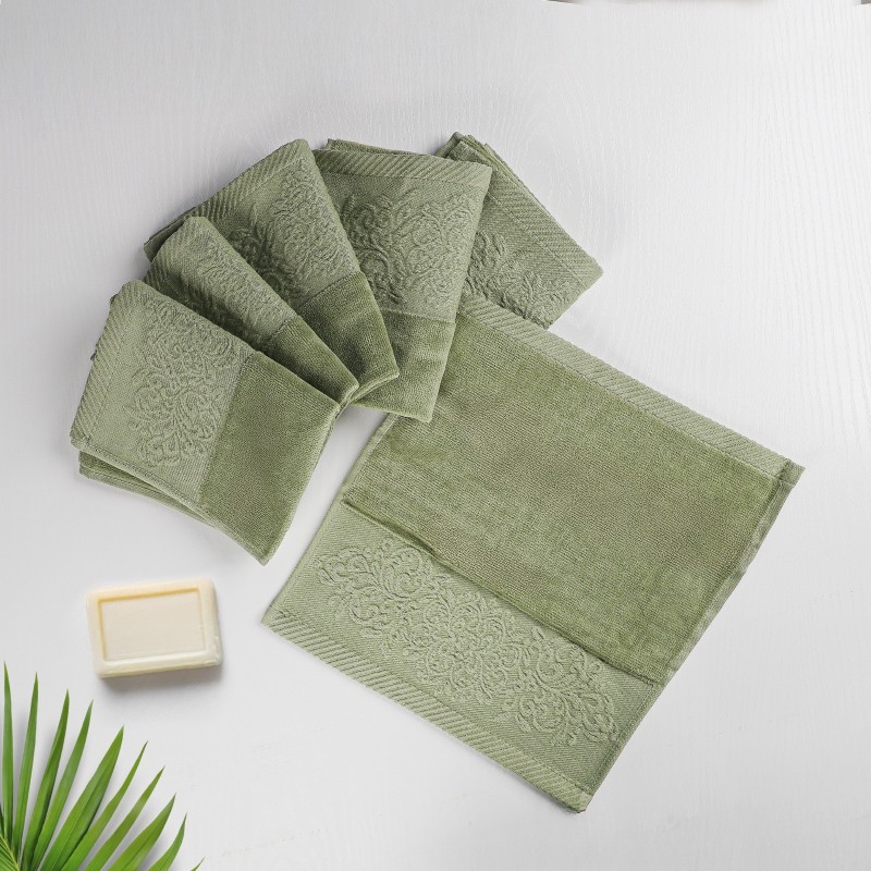 Lot de 6 Serviettes 30x30 cm Vert - Moya Lot de 6 Serviettes 30x30 cm Vert - Moya