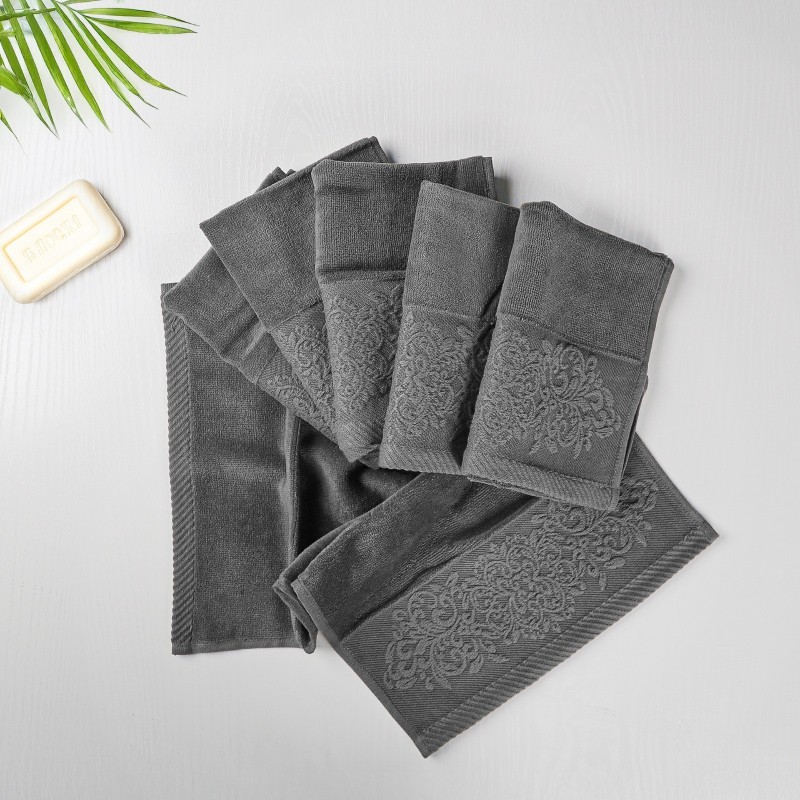 Lot de 6 Serviettes 30x50 cm Gris Foncé - Moya