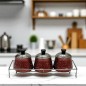 Set de 3 pots à épices en granite avec support