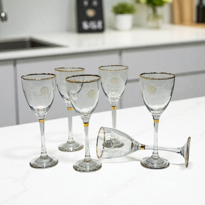 Set de 6 verres à pied avec liseré doré