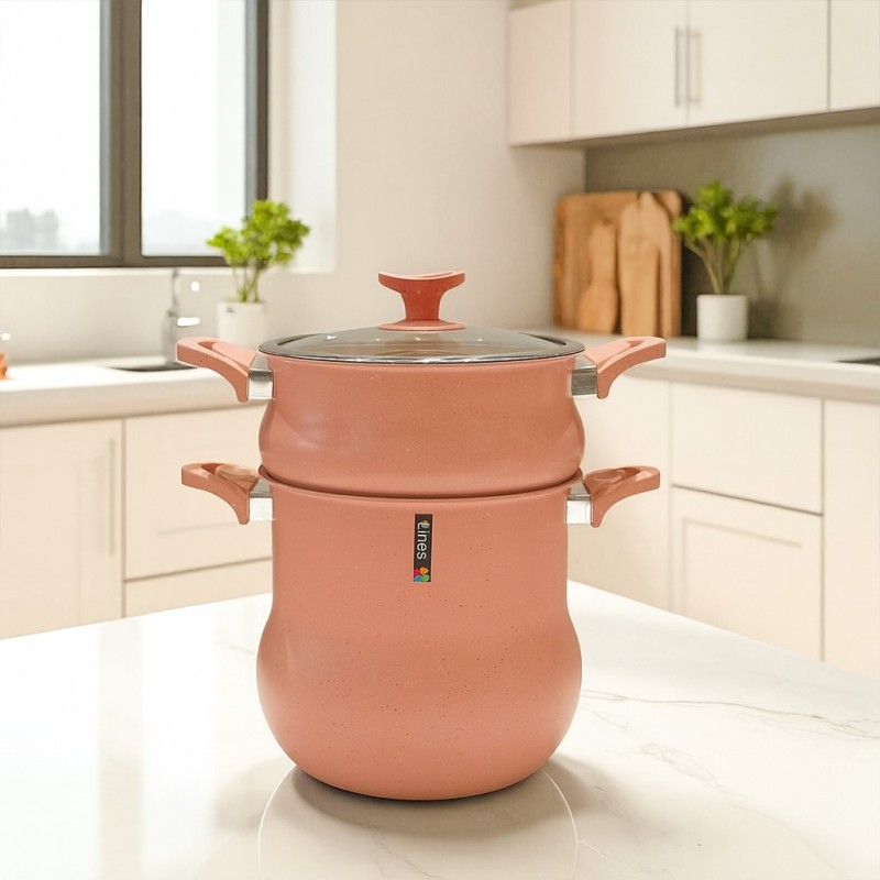 Couscoussier en Granite 22 cm Saumon - Lines