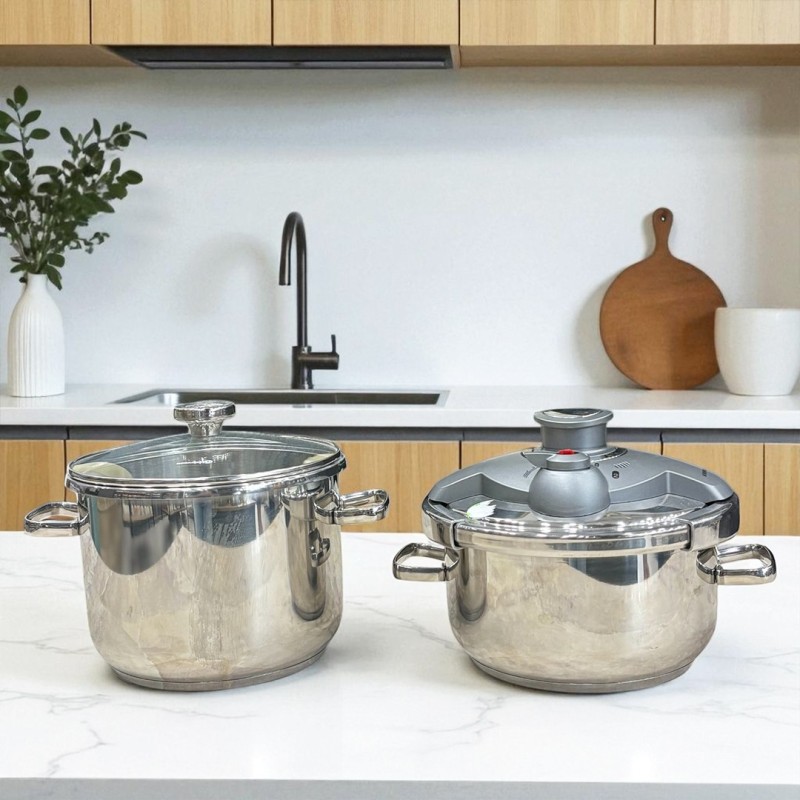 Set Cocotte 6L et Faitout 4L Inox 18/10 - Korkmaz Set Cocotte 6L et Faitout 4L Inox 18/10 - Korkmaz