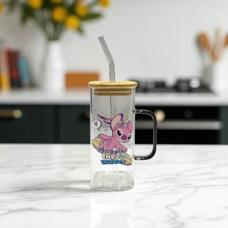 Mug en Verre Stitch avec Paille