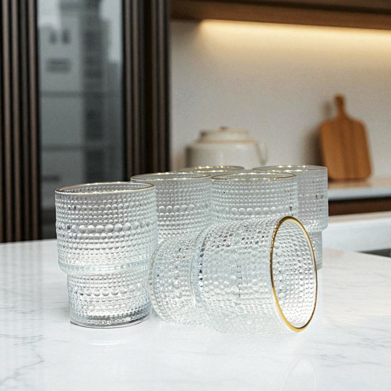 Service à Eau 6 Verres en Verre Transparent