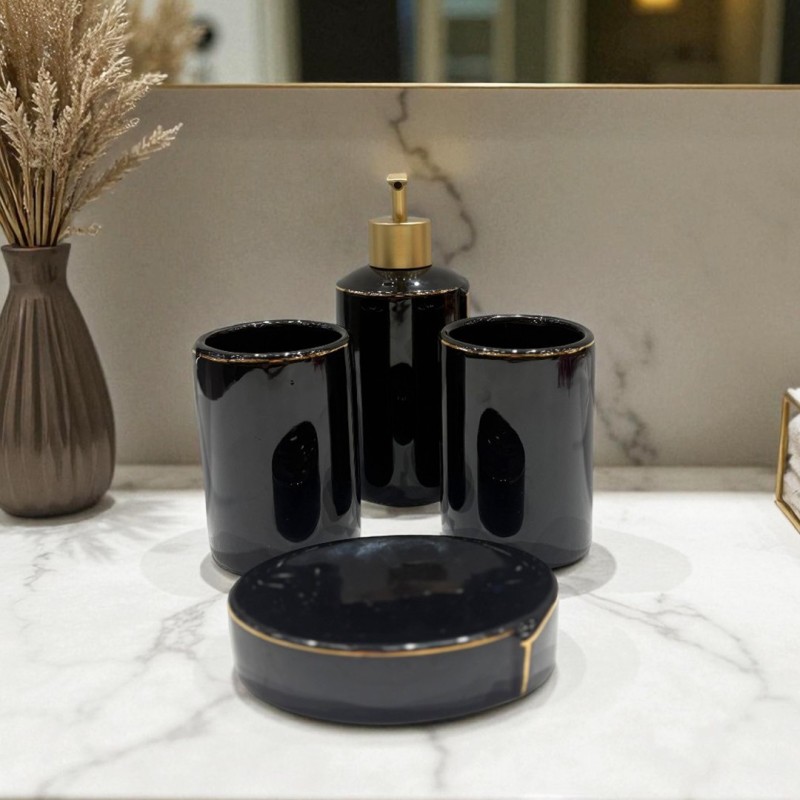 Ensemble d'Accessoires de Salle de Bain 4 Pièces en Céramique