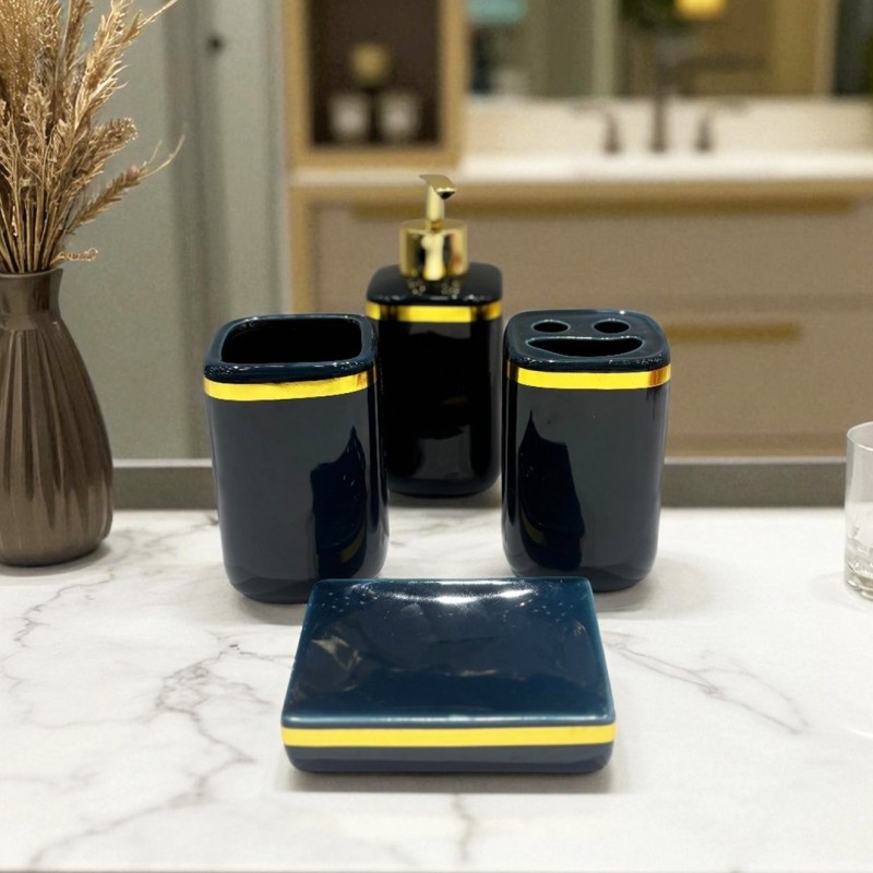 Ensemble d'Accessoires de Salle de Bain 4 Pièces en Céramique