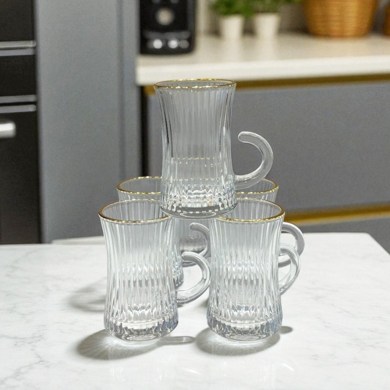 Service à Thé 6 Pièces en Verre Transparent