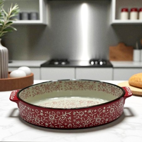 Plat rond 25 cm en céramique émaillée