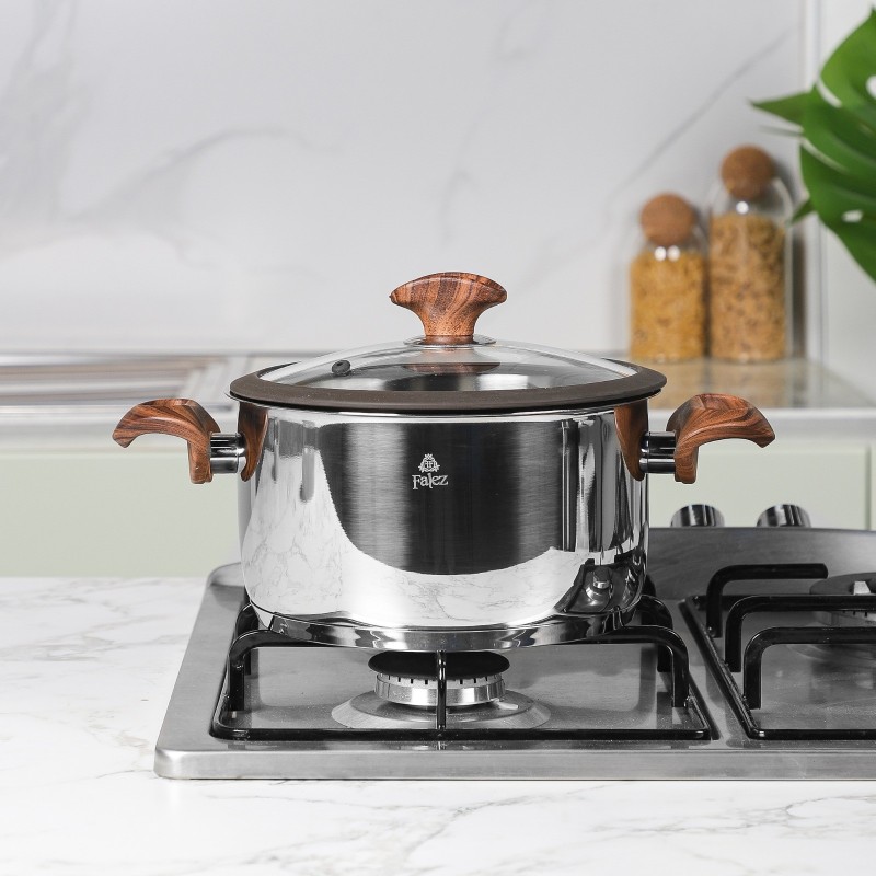 Faitout 22 cm Inox 18/10 Manche Effet Bois - Falez Faitout 22 cm Inox 18/10 Manche Effet Bois - Falez