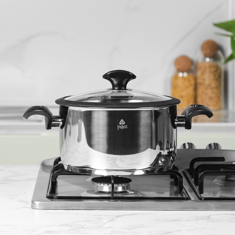 Faitout 22 cm Inox 18/10 avec Manche Noir – Falez