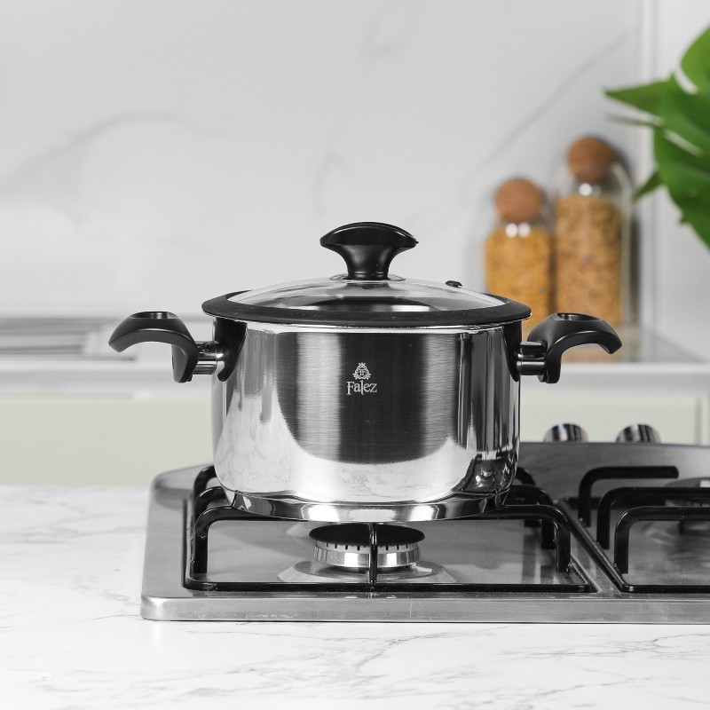 Faitout 20 cm Inox 18/10 avec Manche Noir – Falez